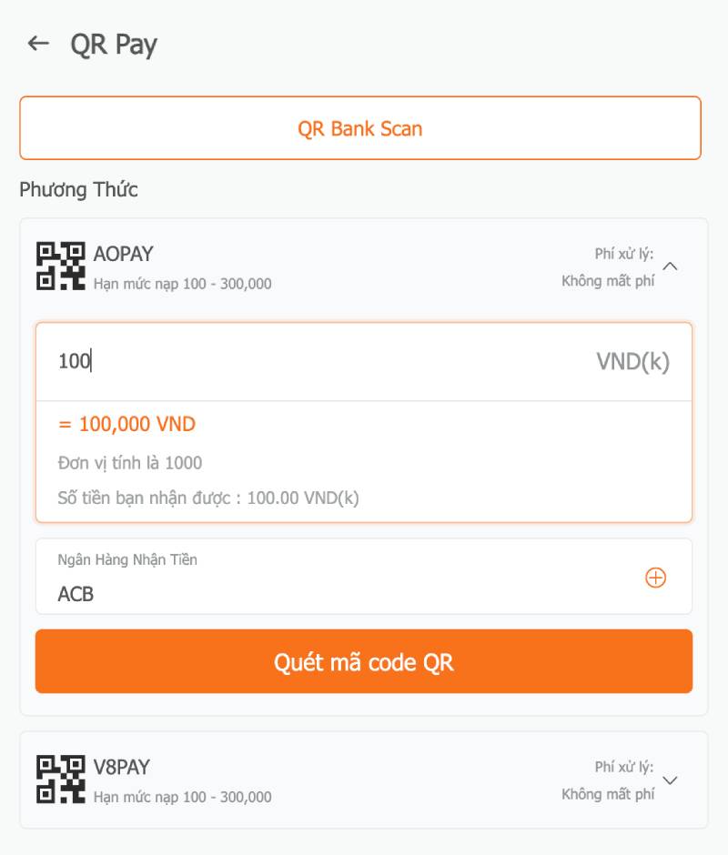 Hướng Dẫn Nạp Tiền Ae888 - Các Phương Thức Nạp An Toàn 3 QR Pay – Quét mã là nạp, thao tác tiện lợi